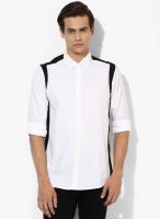 Incult White Solid Slim Fit Casual Shirt