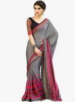 Inddus Grey Embroidered Saree