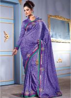 Inddus Purple Embellished Saree