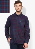 Indian Terrain Blue Checked Slim Fit Casual Shirt