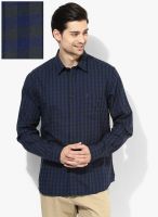 Indian Terrain Blue Checked Slim Fit Casual Shirt