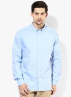 Indian Terrain Light Blue Solid Slim Fit Casual Shirt