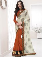 Indian Women By Bahubali Off White Printed Saree