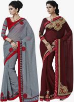 Indian Women By Bahubali Pack Of 2 Multicoloured Embroidered Saree