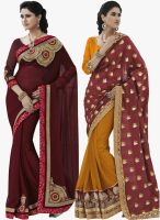 Indian Women By Bahubali Pack Of 2 Multicoloured Embroidered Saree