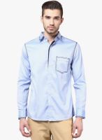 Invern by Monteil Blue Solid Slim Fit Casual Shirt