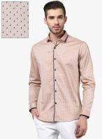 Invern by Monteil Brown Printed Slim Fit Casual Shirt
