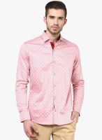 Invern by Monteil Pink Printed Slim Fit Casual Shirt
