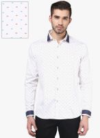 Invern by Monteil White Printed Slim Fit Casual Shirt