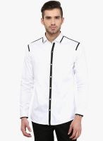 Invern by Monteil White Solid Slim Fit Casual Shirt