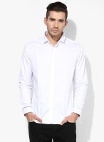 Invern by Monteil White Solid Slim Fit Casual Shirt