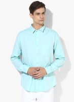 Izod Aqua Blue Solid Slim Fit Casual Shirt