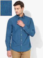 Izod Blue Checked Slim Fit Casual Shirt