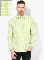 Izod Green Checked Slim Fit Casual Shirt