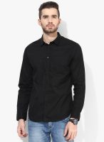 Jack & Jones Black Solid Slim Fit Casual Shirt