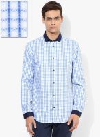 Jack & Jones Blue Checked Slim Fit Casual Shirt