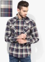 Jack & Jones Blue Checked Slim Fit Casual Shirt