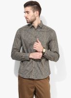 Jack & Jones Blue Printed Slim Fit Casual Shirt