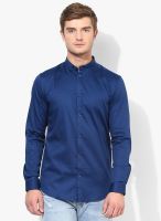 Jack & Jones Blue Solid Slim Fit Casual Shirt