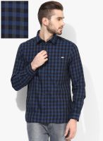 Jack & Jones Navy Blue Checked Slim Fit Casual Shirt