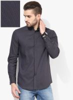 Jack & Jones Navy Blue Printed Slim Fit Casual Shirt