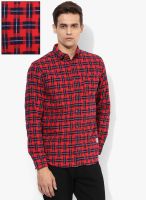 Jack & Jones Red Checked Slim Fit Casual Shirt