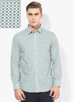 Jack & Jones White Printed Slim Fit Casual Shirt