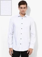 Jack & Jones White Printed Slim Fit Casual Shirt