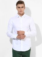 Jack & Jones White Solid Slim Fit Casual Shirt