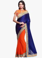 Janasya Janasya Blue Satin Chiffon Saree