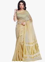 Janasya Janasya Beige Synthetic Sareee