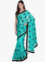 Janasya Janasya Sky Blue Flock Print Saree