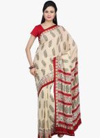 Jashn Beige Printed Saree