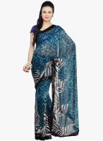 Jashn Blue Printed Saree