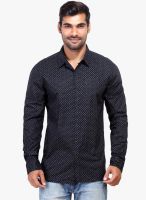 London Bee Black Printed Regular Fit Casual Shirt