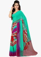Lookslady Aqua Blue Printed Saree