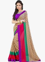 Lookslady Beige Printed Saree