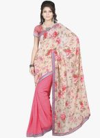 Lookslady Beige Printed Saree