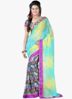 Lookslady Blue Printed Saree