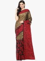 Lookslady Brown Embroidered Saree With Blouse
