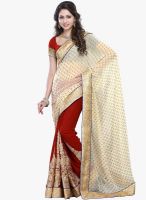 Lookslady Cream Embroidered Saree
