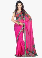Lookslady Pink Printed Saree