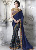Mahotsav Blue Embroidered Saree
