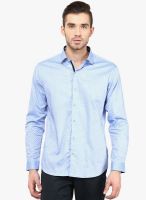 Monteil & Munero Blue Printed Slim Fit Casual Shirt