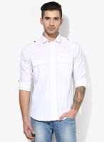 Monteil & Munero White Solid Slim Fit Casual Shirt