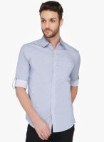 Nick & Jess Blue Printed Slim Fit Casual Shirt