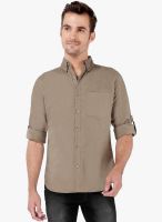 Nick & Jess Brown Solid Casual Shirt