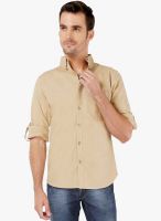 Nick & Jess Cream Solid Casual Shirt