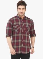 Nick & Jess Maroon Checked Casual Shirt