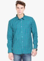 Orange Valley Green Checked Slim Fit Casual Shirt